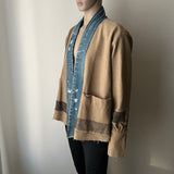 GREG LAUREN Striped Blanket Boxy Kimono Jacket