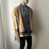 GREG LAUREN Striped Blanket Boxy Kimono Jacket