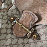 GUCCI New Pelham Horsebit GG Canvas und Leder Tasche