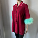 GUCCI Oversize Poloshirt mit Federn