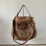 GUCCI New Pelham Horsebit GG Canvas und Leder Tasche