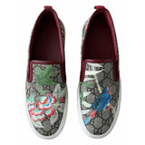 GUCCI GG Tian Bird Print Canvas Slip-On Sneakers
