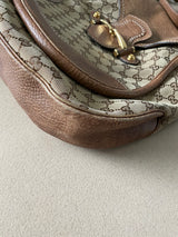 GUCCI New Pelham Horsebit GG Canvas und Leder Tasche