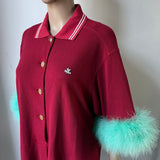 GUCCI Oversize Poloshirt mit Federn