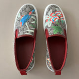 GUCCI GG Tian Bird Print Canvas Slip-On Sneakers
