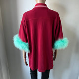 GUCCI Oversize Poloshirt mit Federn