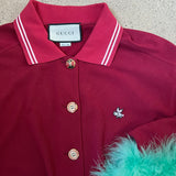 GUCCI Oversize Poloshirt mit Federn