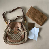 GUCCI New Pelham Horsebit GG Canvas und Leder Tasche