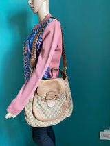 GUCCI New Pelham Horsebit GG Canvas und Leder Tasche