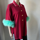 GUCCI Oversize Poloshirt mit Federn