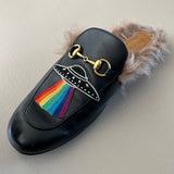 GUCCI Princetown Embroidered Ufo and Dragon Slipper