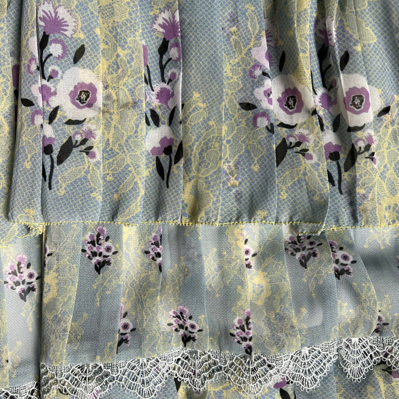 SELF-PORTRAIT Tiered Floral Lace Printed Chiffon Kleid