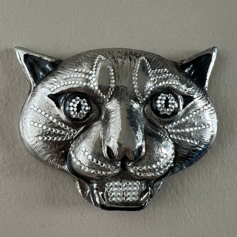 Pailetten Gürtel mit Tigerkopf Schnalle