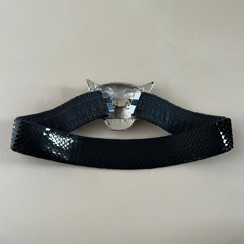 Pailetten Gürtel mit Tigerkopf Schnalle