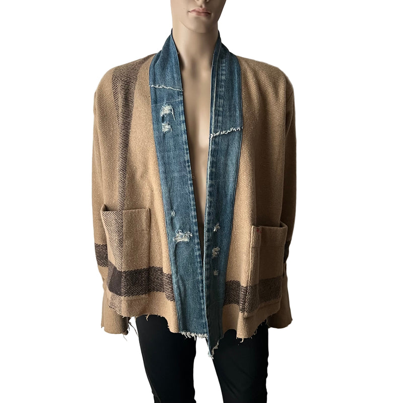 GREG LAUREN Striped Blanket Boxy Kimono Jacket – ClosetQueen