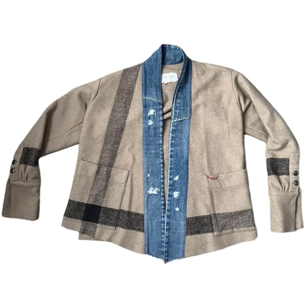ジャケット・アウター GREG LAUREN US Navy Blanket Kimono SIZE1 GREG LAUREN Striped Blanket Boxy Kimono Jacket – ClosetQueen