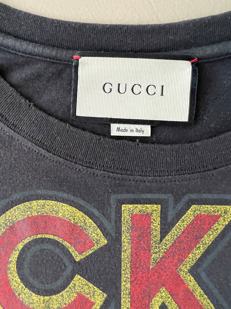 GUCCI Black Cat Print T-Shirt