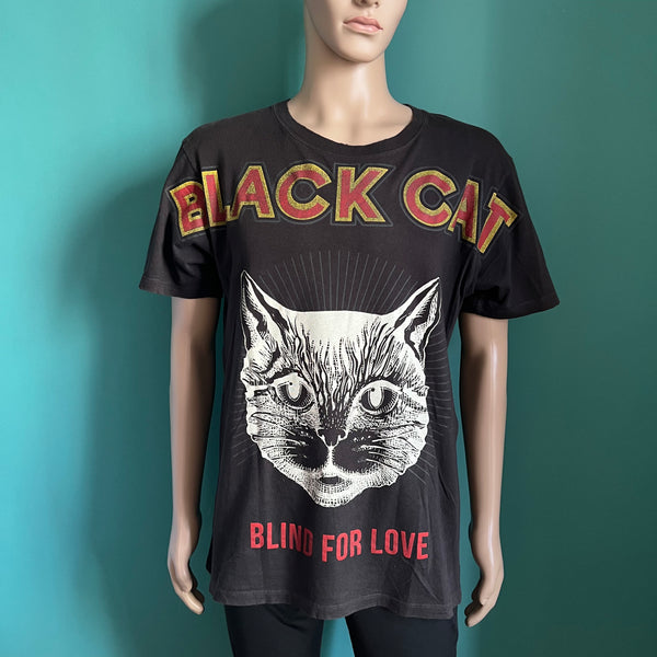 GUCCI Black Cat Print T-Shirt