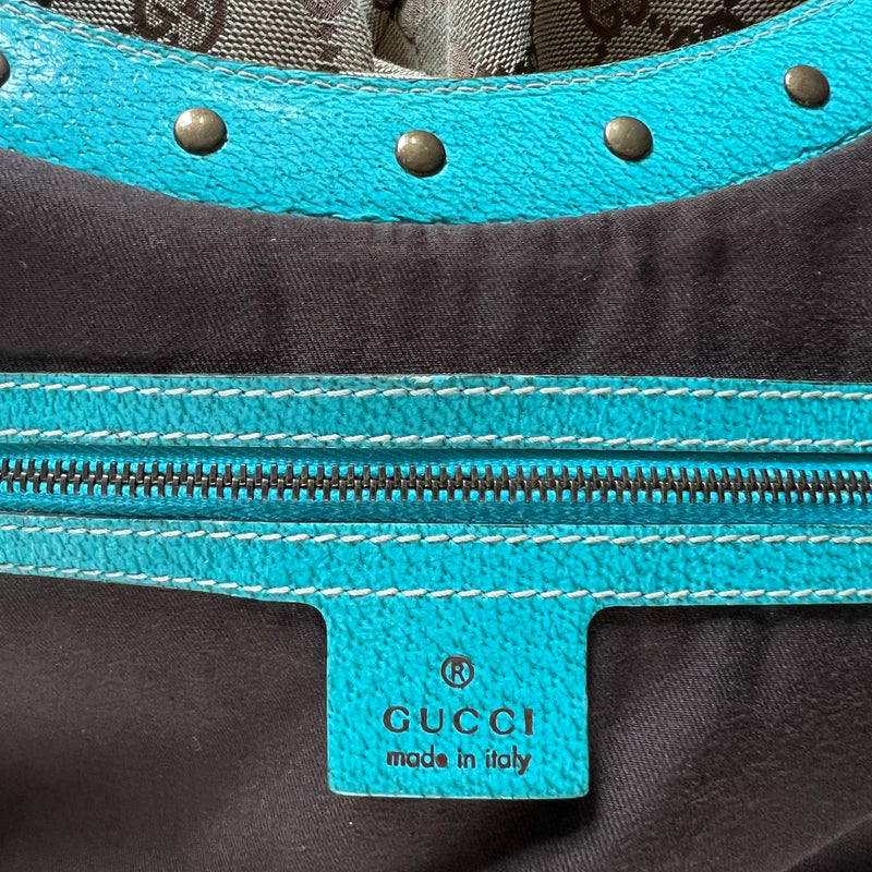 GUCCI Vintage Bamboo Hobo GG Canvas Bag