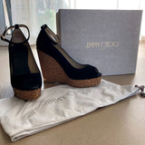JIMMY CHOO Peep Toes Kork Wedges schwarz