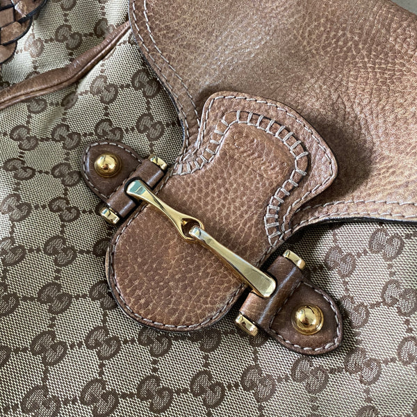 GUCCI New Pelham Horsebit GG Canvas und Leder Tasche