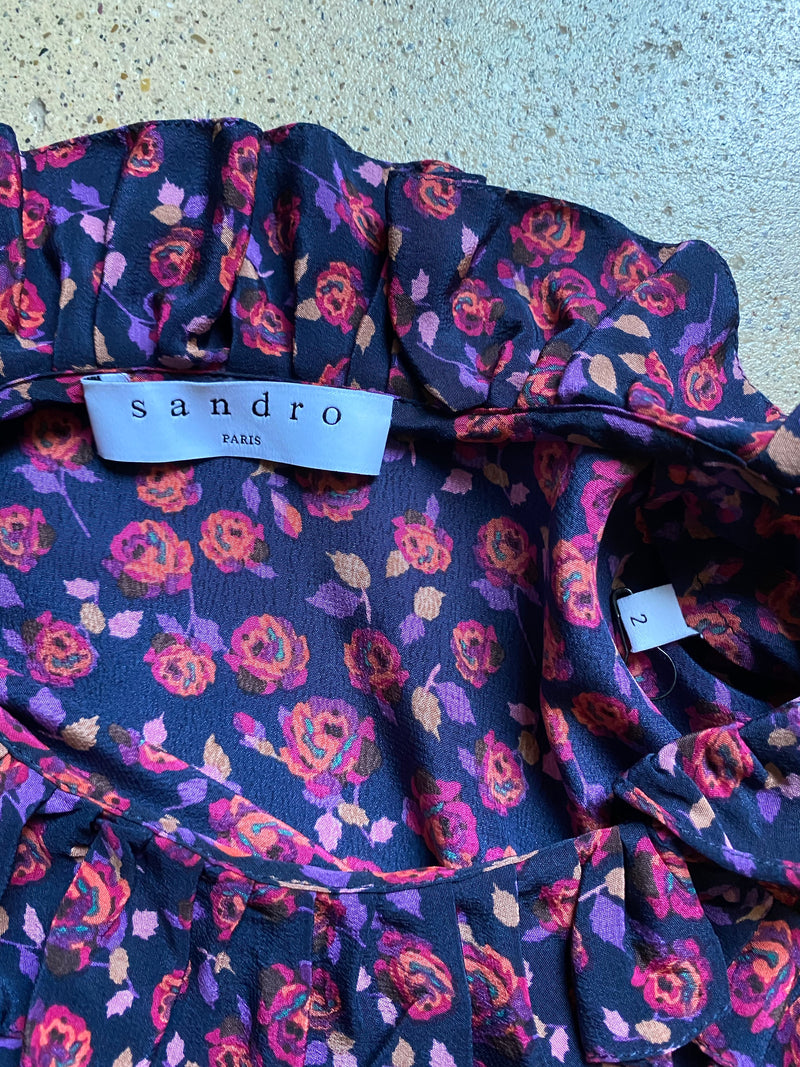 SANDRO Seiden Kleid
