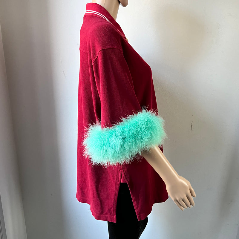 GUCCI Oversize Poloshirt mit Federn