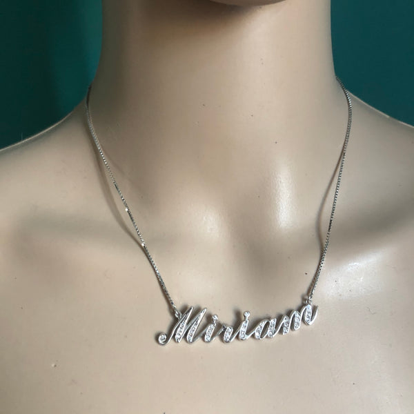 Weissgold Namenskette „Miriam“ mit Zirkonia