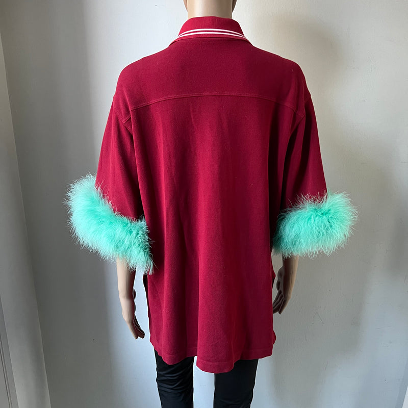 GUCCI Oversize Poloshirt mit Federn