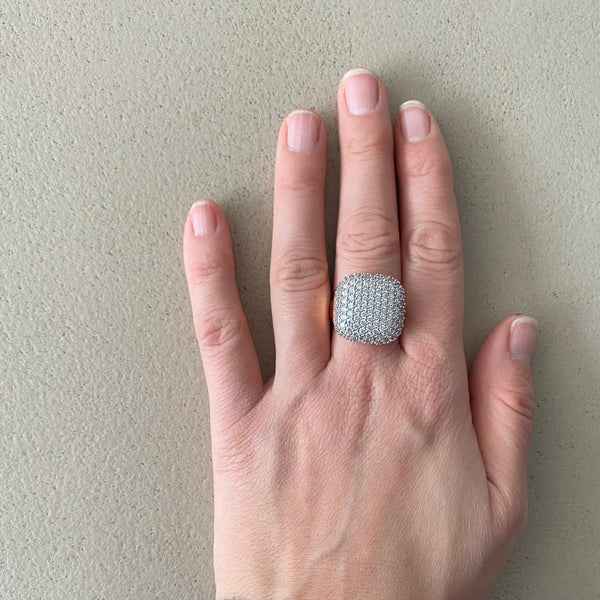 BRONZALLURE Squared Pavé Ring