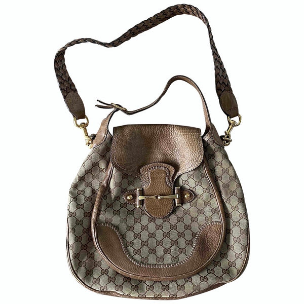 GUCCI New Pelham Horsebit GG Canvas und Leder Tasche