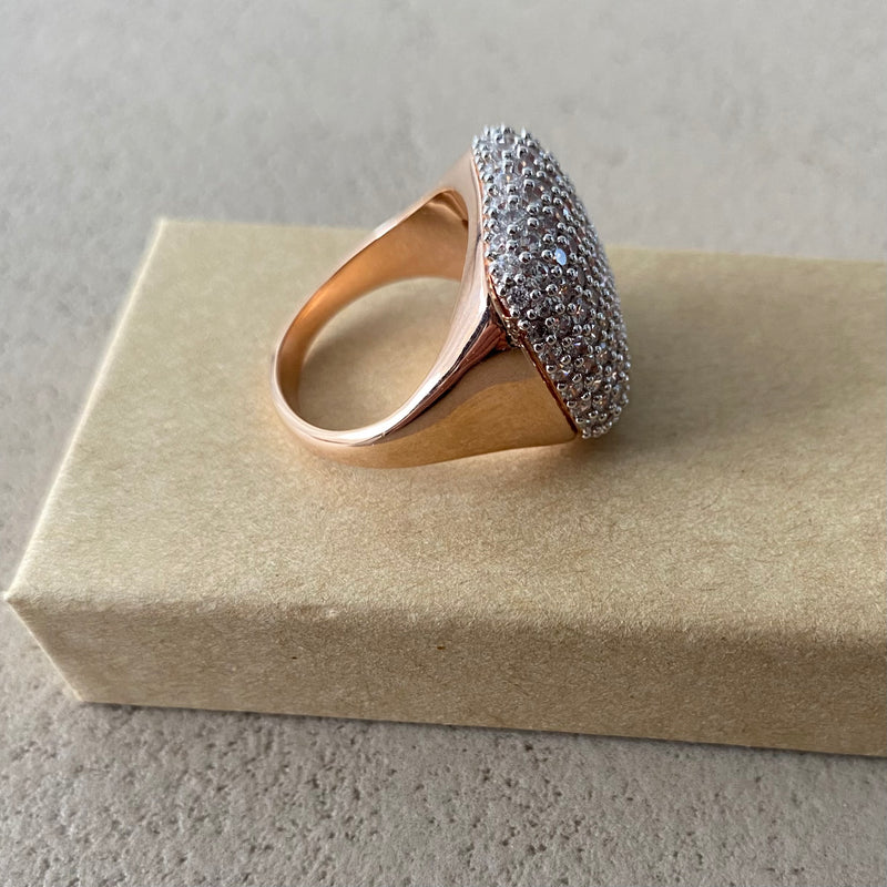 BRONZALLURE Squared Pavé Ring