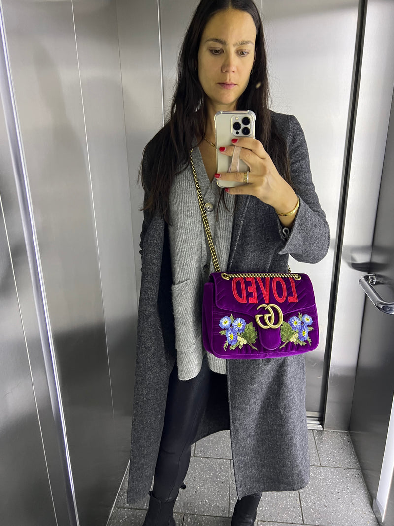 GUCCI Medium Marmont Loved GG Samt Tasche