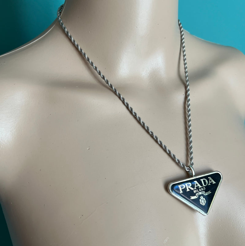 Rework PRADA Triangle-Logo Necklace
